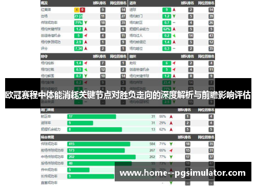 欧冠赛程中体能消耗关键节点对胜负走向的深度解析与前瞻影响评估 欧冠赛程中体能消耗关键节点对胜负走向的深度解析与前瞻影响评估