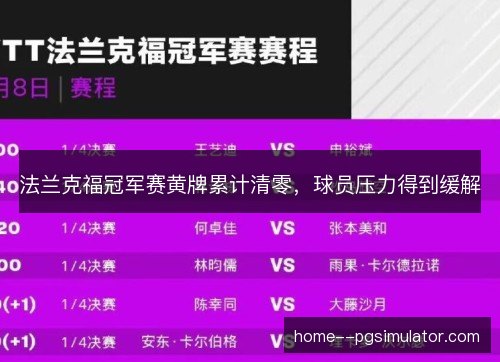 法兰克福冠军赛黄牌累计清零，球员压力得到缓解